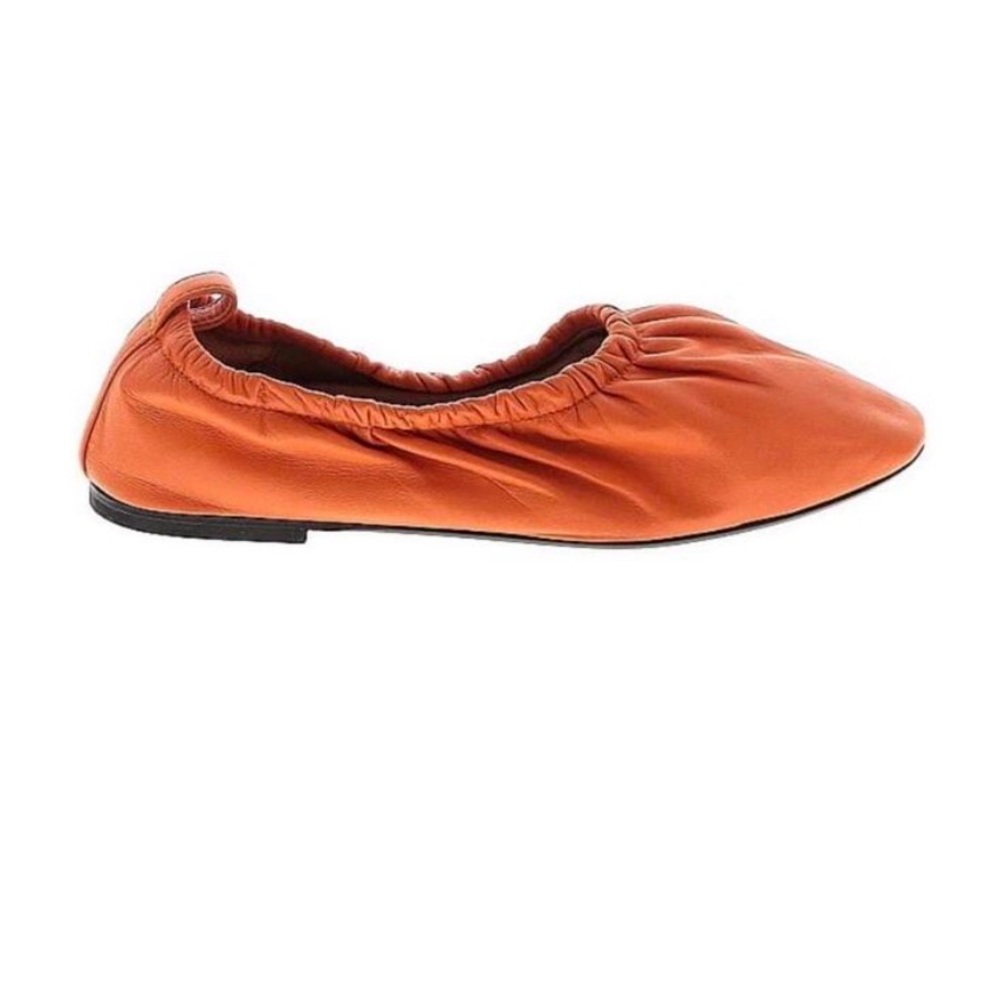 Fabulous Everlane Orange Leather Elastic Ballet Scrunch Flats - Picture 2 of 9